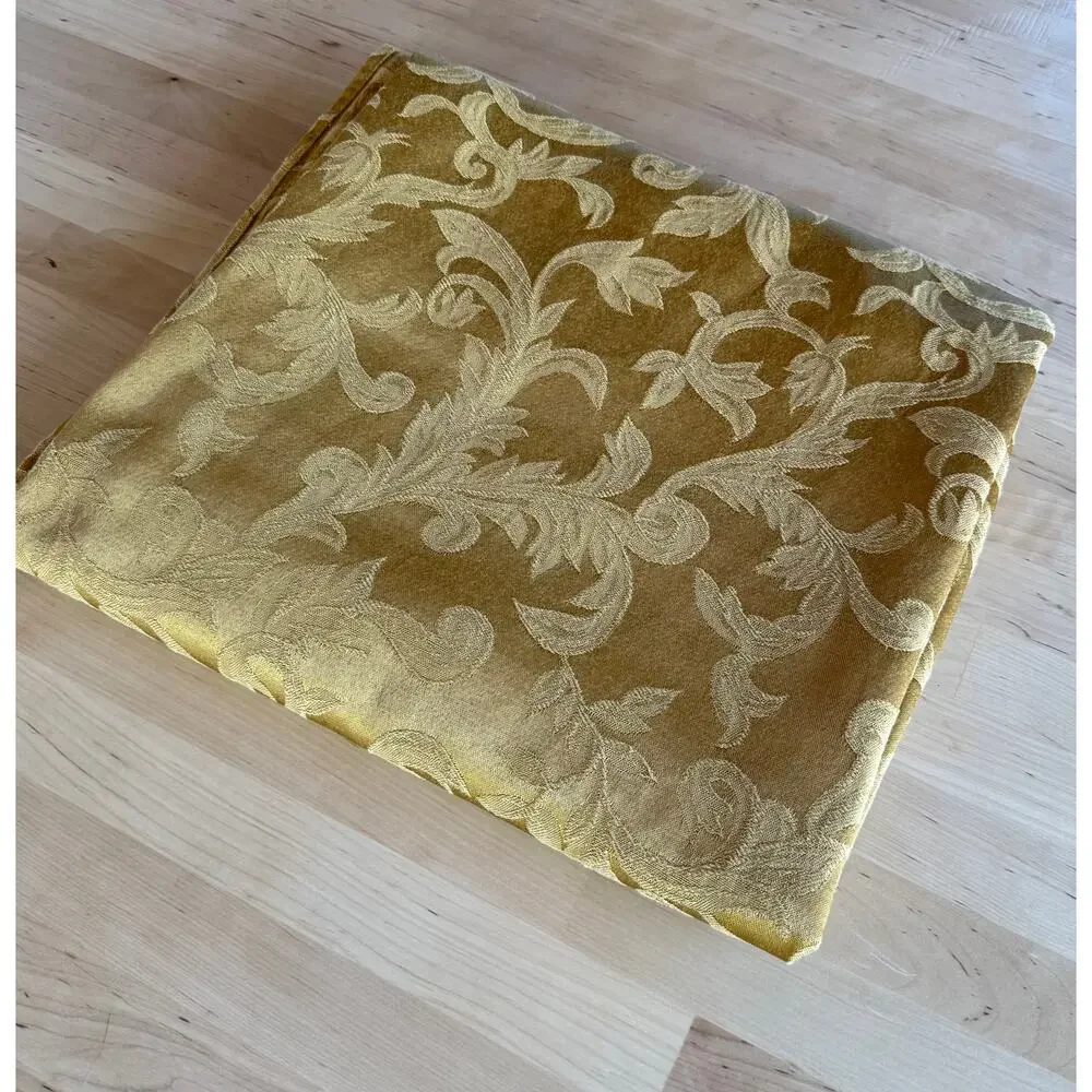 Gold Damask Jacquard Wedding Banquet Rectangle Tablecloth Formal Decor 56x100